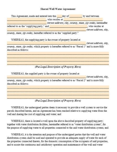 Shared Water Well Agreements in British Columbia