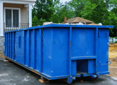 Rented dumpster for waste and debris disposal