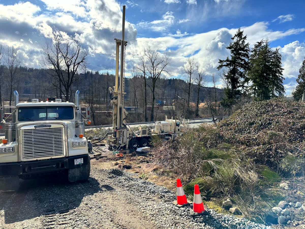 Drilling a water well near Lougheed Hwy, Maple Ridge, BC