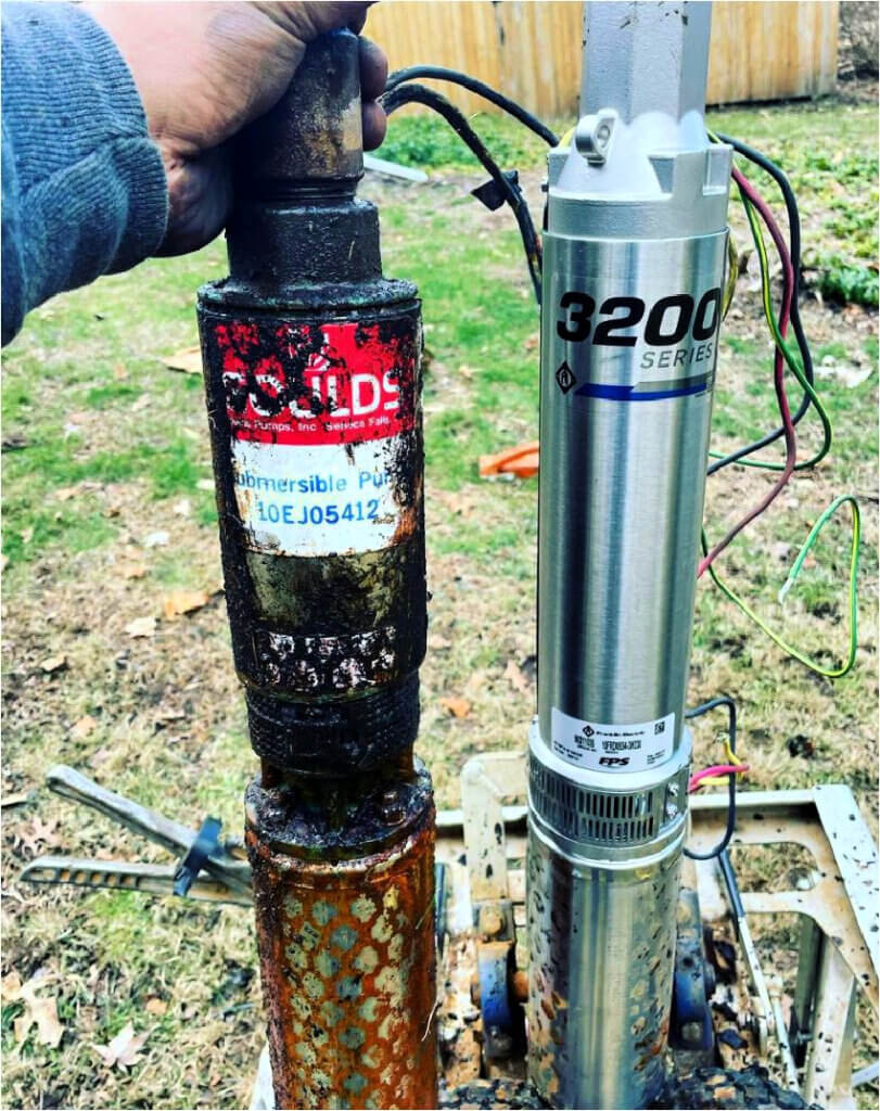 Well Pump Repair - Before and after replacing submersible well pump