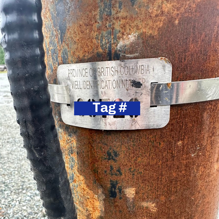 Example of a Tagged Water Well for British Columbia GWELLS Database Water Well Records